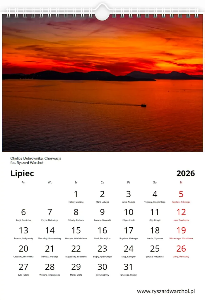 Kalendarz — Lipiec